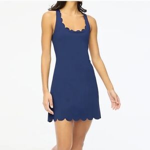 J. Crew Factory Blue Scalloped Mini Dress